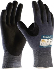 ATG - Size 3XL (12), ANSI Cut Lvl A3, Puncture Lvl 2, Abrasion Lvl 4, Nitrile Coated Nylon/Spandex Cut Resistant Gloves - Palm & Fingers Coated, Knit Wrist, Blue/Black, Paired - Benchmark Tooling