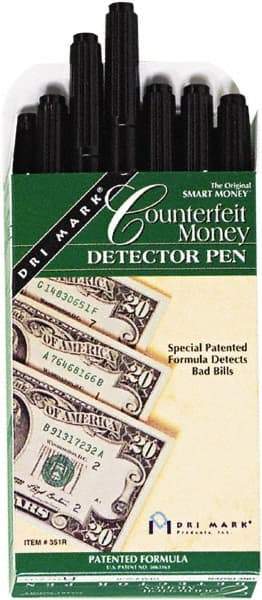 Dri-Mark - Black Counterfeit Detector Marker - Felt Tip, Chemically Sensitive Ink - Benchmark Tooling