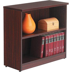 ALERA - 2 Shelf, 29-1/2" High x 31-3/4" Wide Bookcase - 14" Deep, Woodgrain Laminate, Mahogany - Benchmark Tooling