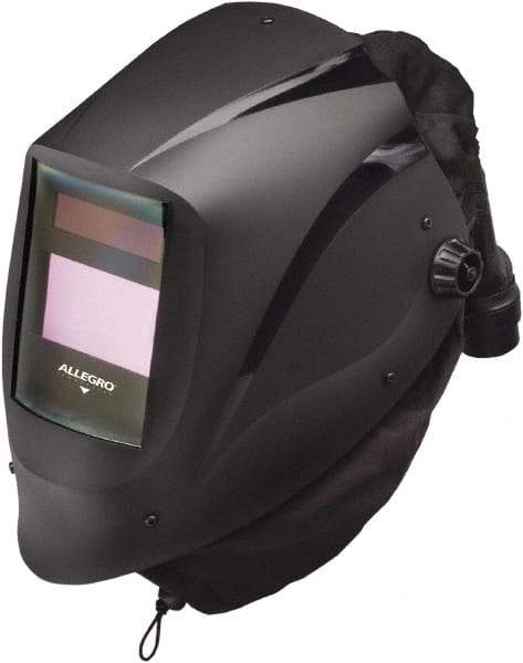 Allegro - Size Adjustable, PAPR Compatible Welding Helmet with Flip-Up Welding Lens over Face Shield - Dupont Super Tough Flame Retardant Nylon, Black, Compatible with EZ Air PAPR - Benchmark Tooling