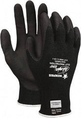 MCR Safety - Size L (9), ANSI Cut Lvl 3, Nitrile Coated Kevlar Cut Resistant Gloves - 10.039" Long, Palm & Fingertips Coated, Elastic Cuff, Black, Paired - Benchmark Tooling