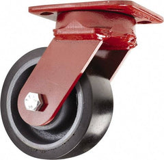Hamilton - 5" Diam x 2" Wide x 6-1/2" OAH Top Plate Mount Swivel Caster - Polyurethane, 1,360 Lb Capacity, Sealed Precision Ball Bearing, 4 x 5" Plate - Benchmark Tooling