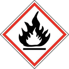 NMC - Hazardous Materials Label, Header: Flammable Warning - Legend: GHS - Graphic, English, Black & Red, 2" Long x 2" High, No Coating - Benchmark Tooling