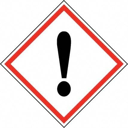 NMC - Hazardous Materials Label, Header: Harmful Irritant Warning - Legend: GHS - Graphic, English, Black & Red, 2" Long x 2" High, No Coating - Benchmark Tooling