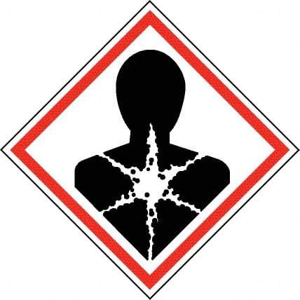 NMC - Hazardous Materials Label, Header: Health Hazard - Legend: GHS - Graphic, English, Black & Red, 2" Long x 2" High, No Coating - Benchmark Tooling