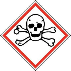 NMC - Hazardous Materials Label, Header: Toxic Warning - Legend: GHS - Graphic, English, Black & Red, 2" Long x 2" High, No Coating - Benchmark Tooling