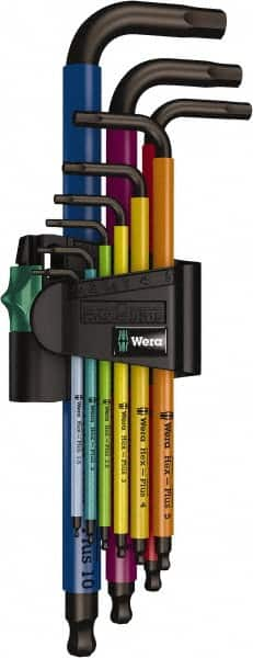 Wera - 9 Piece L-Key Hex Key Set - Hex Range 1.5 to 10mm - Benchmark Tooling