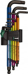 Wera - 9 Piece L-Key Hex Key Set - Hex Range 1.5 to 10mm - Benchmark Tooling