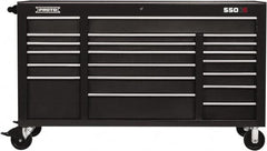 Proto - 20 Drawer Mobile Workstation - 67" Wide x 25-1/4" Deep x 41" High, Steel, Dual Black - Benchmark Tooling