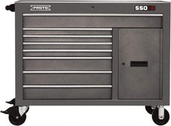 Proto - 1 Shelf, 8 Drawer, 1 Door Mobile Workstation - 50" Wide x 25-1/4" Deep x 41" High, Steel, Dual Gray - Benchmark Tooling