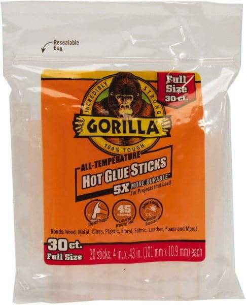 Gorilla Glue - 0.43" Diam, 4" Long, Clear, Hot Melt, Low Melt Glue Stick - Benchmark Tooling