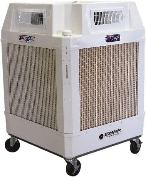 Schaefer Ventilation Equipment - 24 Gal Capacity, 1 hp, 2,460 & 1,660 CFM Evaporative Cooler - 13.7 Amp Rating, 115 Volts, 2 Speed - Benchmark Tooling