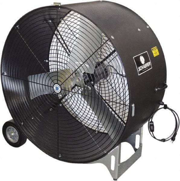 Schaefer Ventilation Equipment - 42" Blade, 3/4 hp, 10,900 & 16,600 CFM, Industrial Circulation Fan - Portable with Wheels, 2 Speed - Benchmark Tooling