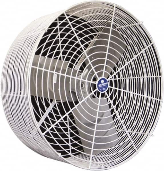 Schaefer Ventilation Equipment - 24" Blade, 1/2 hp, 7,000 CFM, Industrial Circulation Fan - Ceiling Mount, 1 Speed - Benchmark Tooling