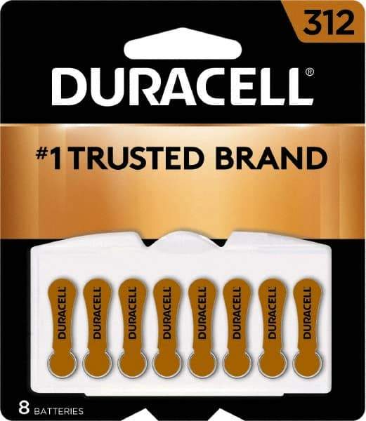 Duracell - Size 312, Zinc Air, 8 Pack, Hearing Aid Battery - 1.4 Volts, Flat Terminal, PR41, ANSI 7002ZD Regulated - Benchmark Tooling