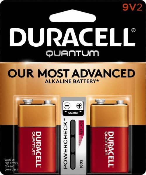 Duracell - Size 9V, Alkaline, 2 Pack, Standard Battery - 9 Volts, Snap Terminal, 6LR61, ANSI 1604A Regulated - Benchmark Tooling