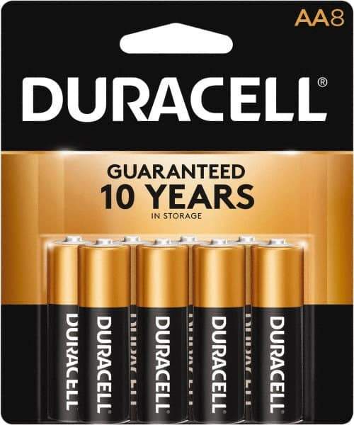 Duracell - Size AA, Alkaline, 8 Pack, Standard Battery - 1.5 Volts, Button Tab Terminal, LR6, ANSI 15A Regulated - Benchmark Tooling