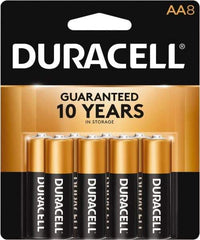 Duracell - Size AA, Alkaline, 8 Pack, Standard Battery - 1.5 Volts, Button Tab Terminal, LR6, ANSI 15A Regulated - Benchmark Tooling