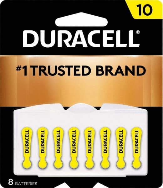 Duracell - Size 10, Zinc Air, 8 Pack, Hearing Aid Battery - 1.4 Volts, Flat Terminal, PR70, ANSI 7005ZD Regulated - Benchmark Tooling