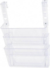 Deflect-o - 13" Wide x 4" Deep x 20" High, 3 Compartments, Plastic Hanging File Folder Racks-Plastic - Clear, 12-3/4" Compartment Width x 3-3/4" Compartment Depth x 6-3/4" Compartment Height - Benchmark Tooling