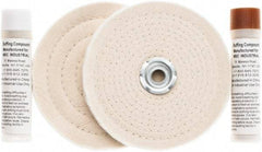 Value Collection - 6" Diam Cushion Sewn, Spiral Sewn Buffing Wheel Set - 1/2 & 7/8" Arbor Hole - Benchmark Tooling