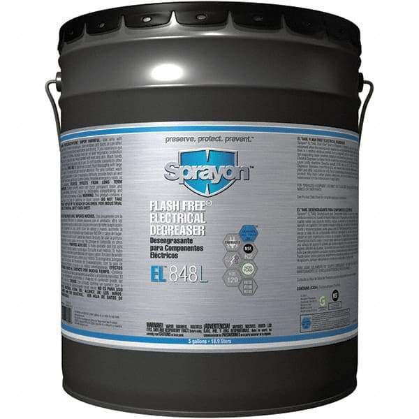 Sprayon - 5 Gallon Pail Electrical Grade Cleaner/Degreaser - 37,000 Volt Dielectric Strength, Nonflammable, Food Grade, Plastic Safe - Benchmark Tooling