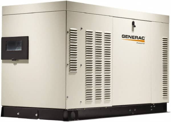 Generac Power - 1 Phase LP & NG Liquid Cooled Standby Power Generator without Transfer Switch - 120/240 V, 27 kW, OHVI, Bisque Aluminum Enclosure, Use 149 (LP) & 396 (NG) to Fuel - Benchmark Tooling