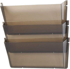 Deflect-o - 14-1/2" Wide x 6-1/2" High x 3" Deep Plastic Wall File - 3 Compartments, Smoke - Benchmark Tooling