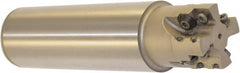 Millstar - 1-1/2" Cut Diam, 1.58" Max Depth, 1-1/2" Shank Diam, Cylindrical Shank Indexable High-Feed End Mill - Screw Holding Method, HFCI-1204 Insert, HFSS Toolholder, Through Coolant - Benchmark Tooling