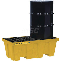 Justrite - Spill Pallets, Platforms, Sumps & Basins; Type: EcoPolyBlend? Spill Control Pallets ; Number of Drums: 2 ; Sump Capacity (Gal.): 66.00 ; Load Capacity (Lb.): 2500.000 ; Material: Polyethylene ; Height (Inch): 18 - Exact Industrial Supply