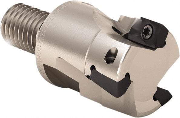 Seco - 1-1/2" Cut Diam, 0.433" Max Depth of Cut, 1.57" OAL, Indexable Square Shoulder End Mill - XO.X 1204 Inserts, M16 Modular Connection, 90° Lead Angle, Through Coolant, Series Super Turbo - Benchmark Tooling