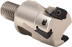 Seco - 1-1/2" Cut Diam, 0.669" Max Depth of Cut, 1.77" OAL, Indexable Square Shoulder End Mill - XO.. 1806 Inserts, M16 Modular Connection, 90° Lead Angle, Through Coolant, Series Power Turbo - Benchmark Tooling