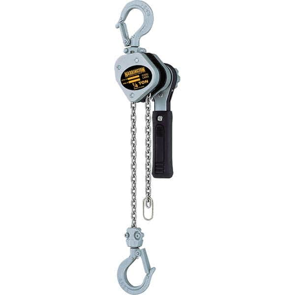 Harrington Hoist - 500 Lb Capacity, 10' Lift Height, Chain Mini Lever Manual Hoist - Benchmark Tooling