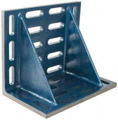 Interstate - 20" Wide x 12" Deep x 16" High Cast Iron Machined Angle Plate - Slotted Plate, Through-Slots on Surface, Double Web, Single Plate - Benchmark Tooling