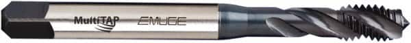 Emuge - 1/4-20 UNC 3 Flute 2B/3B Modified Bottoming Spiral Flute Tap - Vanadium High Speed Steel, Oxide Finish, 3.15" OAL, Right Hand Flute, Right Hand Thread - Exact Industrial Supply