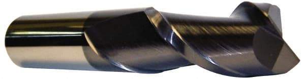 Accupro - 9/16", 1-1/4" LOC, 9/16" Shank Diam, 3-1/2" OAL, 2 Flute, Solid Carbide Square End Mill - Single End, AlTiN Finish, Spiral Flute, 40° Helix, Centercutting, Right Hand Cut, Right Hand Flute - Benchmark Tooling