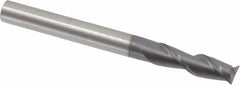 Accupro - 3/16", 5/8" LOC, 3/16" Shank Diam, 2" OAL, 2 Flute, Solid Carbide Square End Mill - Single End, AlTiN Finish, Spiral Flute, 40° Helix, Centercutting, Right Hand Cut, Right Hand Flute - Benchmark Tooling