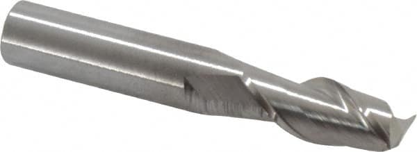 Accupro - 7/16", 1" LOC, 7/16" Shank Diam, 2-3/4" OAL, 2 Flute, Solid Carbide Square End Mill - Single End, Uncoated, Spiral Flute, 40° Helix, Centercutting, Right Hand Cut, Right Hand Flute - Benchmark Tooling