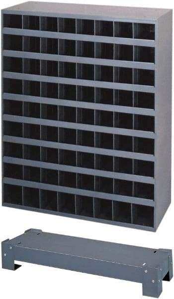 Durham - 72 Bin Bin Shelving Unit with Openings and Base - 12 Inch Overall Depth x 42 Inch Overall Height, Gray Steel Bins - Benchmark Tooling