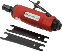 Universal Tool - 1/4" Collet, Straight Handle, Straight Air Die Grinder - 22,000 RPM, Rear Exhaust, 22 CFM, 0.9 hp, 90 psi, 1/4 NPT - Benchmark Tooling