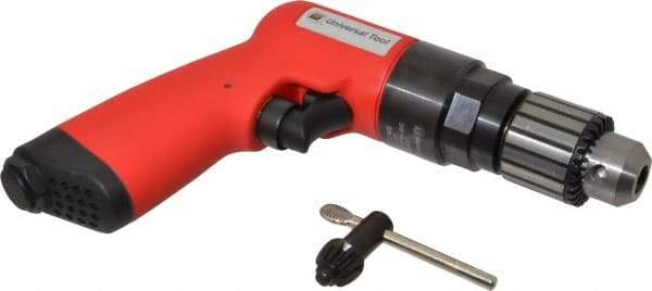 Universal Tool - 3/8" Reversible Keyed Chuck - Pistol Grip Handle, 1,800 RPM, 4.6 CFM, 0.8 hp, 90 psi - Benchmark Tooling