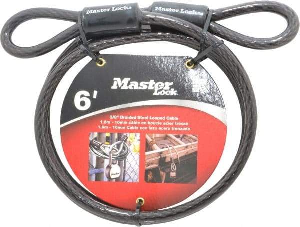 Master Lock - 6' Long Heavy Duty Cable - 3/8" Diam - Benchmark Tooling