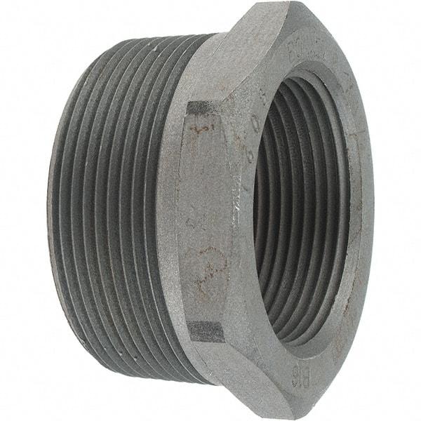 Made in USA - Size 2 x 1-1/2", Class 3,000, Forged Carbon Steel Black Pipe Hex Bushing - 3,000 psi, Threaded End Connection - Benchmark Tooling