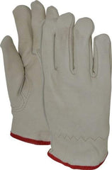 PRO-SAFE - Size S (7) Grain Cowhide Cold Protection Work Gloves - For Work & Driver, Uncoated, Slip-On Cuff, Full Fingered, Natural, Paired - Benchmark Tooling