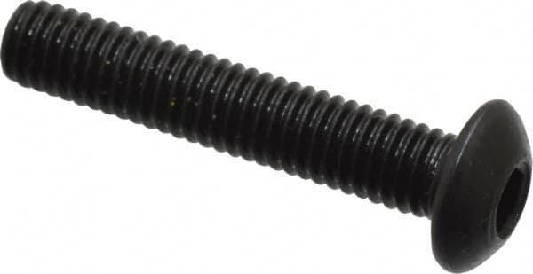 Holo-Krome - M3x0.50 Metric Coarse Hex Socket Drive, Button Screw - Grade 12.9 Alloy Steel, Black Oxide Finish, Fully Threaded, 16mm Length Under Head - Benchmark Tooling