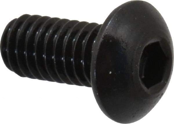 Holo-Krome - M4x0.70 Metric Coarse Hex Socket Drive, Button Screw - Grade 12.9 Alloy Steel, Black Oxide Finish, Fully Threaded, 8mm Length Under Head - Benchmark Tooling