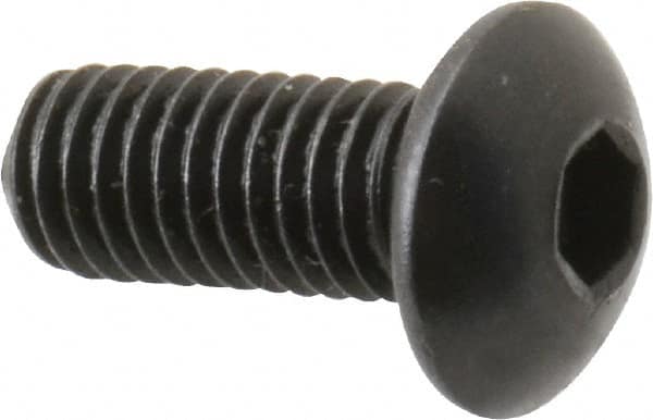 Holo-Krome - M5x0.80 Metric Coarse Hex Socket Drive, Button Screw - Grade 12.9 Alloy Steel, Black Oxide Finish, Fully Threaded, 12mm Length Under Head - Benchmark Tooling
