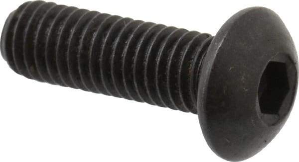 Holo-Krome - M5x0.80 Metric Coarse Hex Socket Drive, Button Screw - Grade 12.9 Alloy Steel, Black Oxide Finish, Fully Threaded, 16mm Length Under Head - Benchmark Tooling