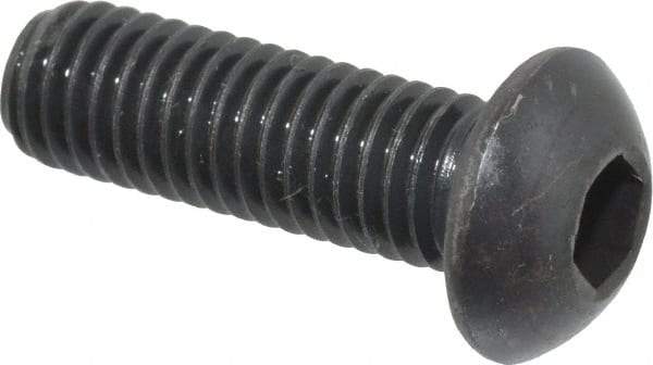 Holo-Krome - M8x1.25 Metric Coarse Hex Socket Drive, Button Screw - Grade 12.9 Alloy Steel, Black Oxide Finish, Fully Threaded, 25mm Length Under Head - Benchmark Tooling