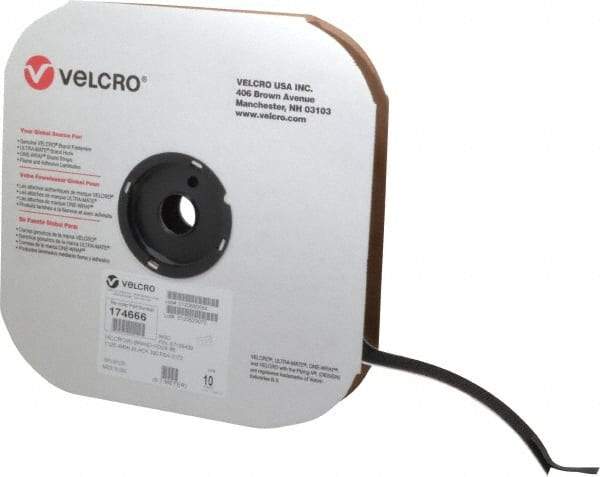 VELCRO Brand - 1" Wide x 10 Yd Long Adhesive Backed Hook Roll - Continuous Roll, Black - Benchmark Tooling